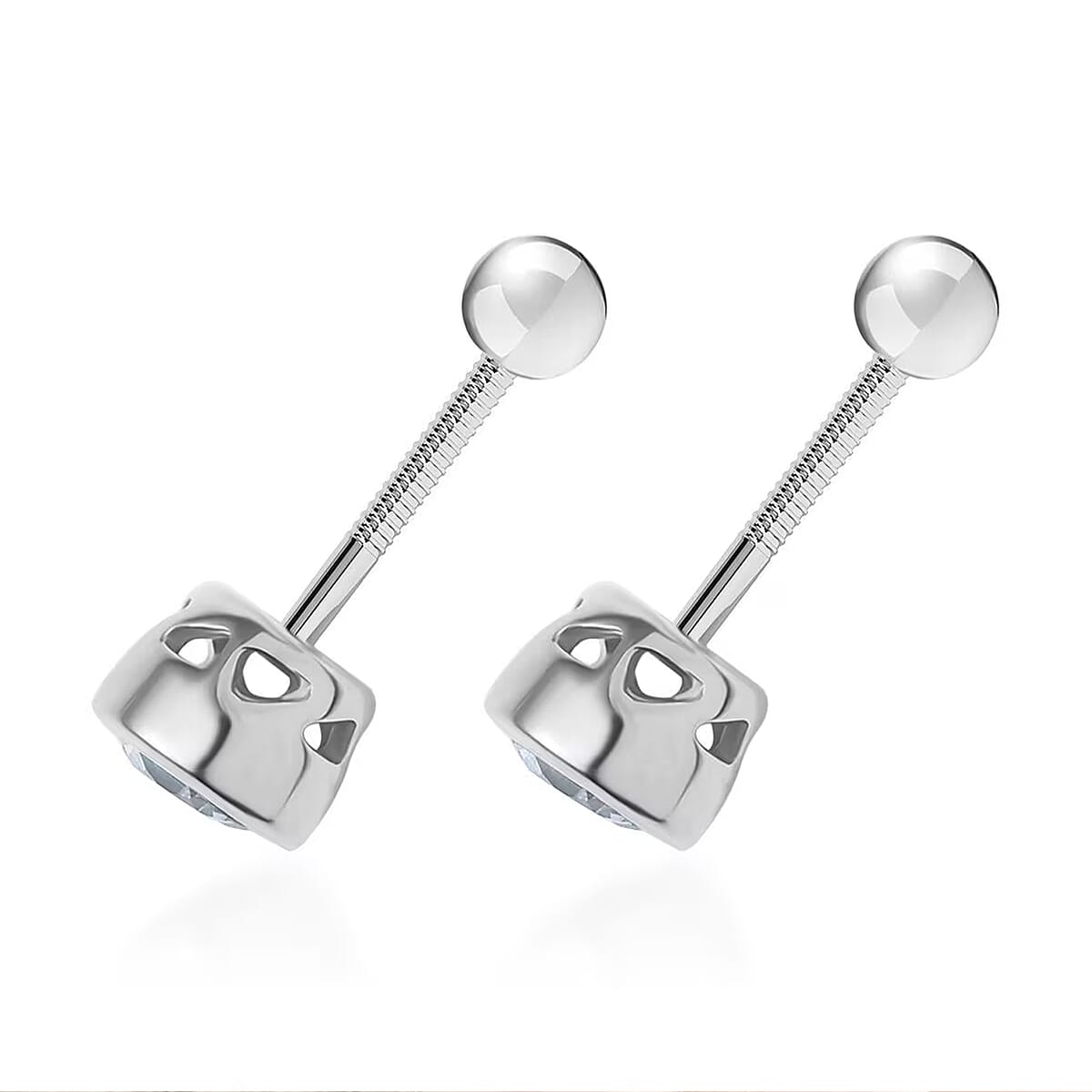 D'Joy Poke Free Aquamarine 0.50 ctw Stud Earrings in Rhodium Over Sterling Silver image number 9