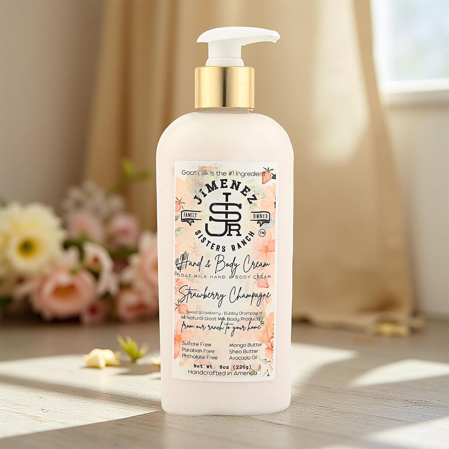 Jimenez Sisters Ranch Strawberry Champagne Goat Milk Hand & Body Cream
