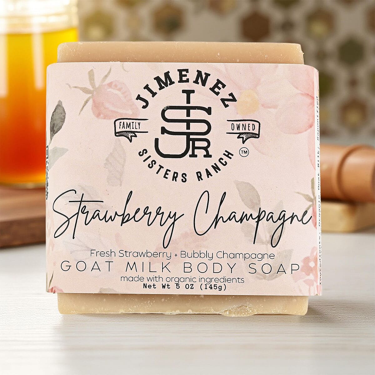 Jimenez Sisters Ranch Strawberry Champagne Goat Milk Bar Soap image number 1
