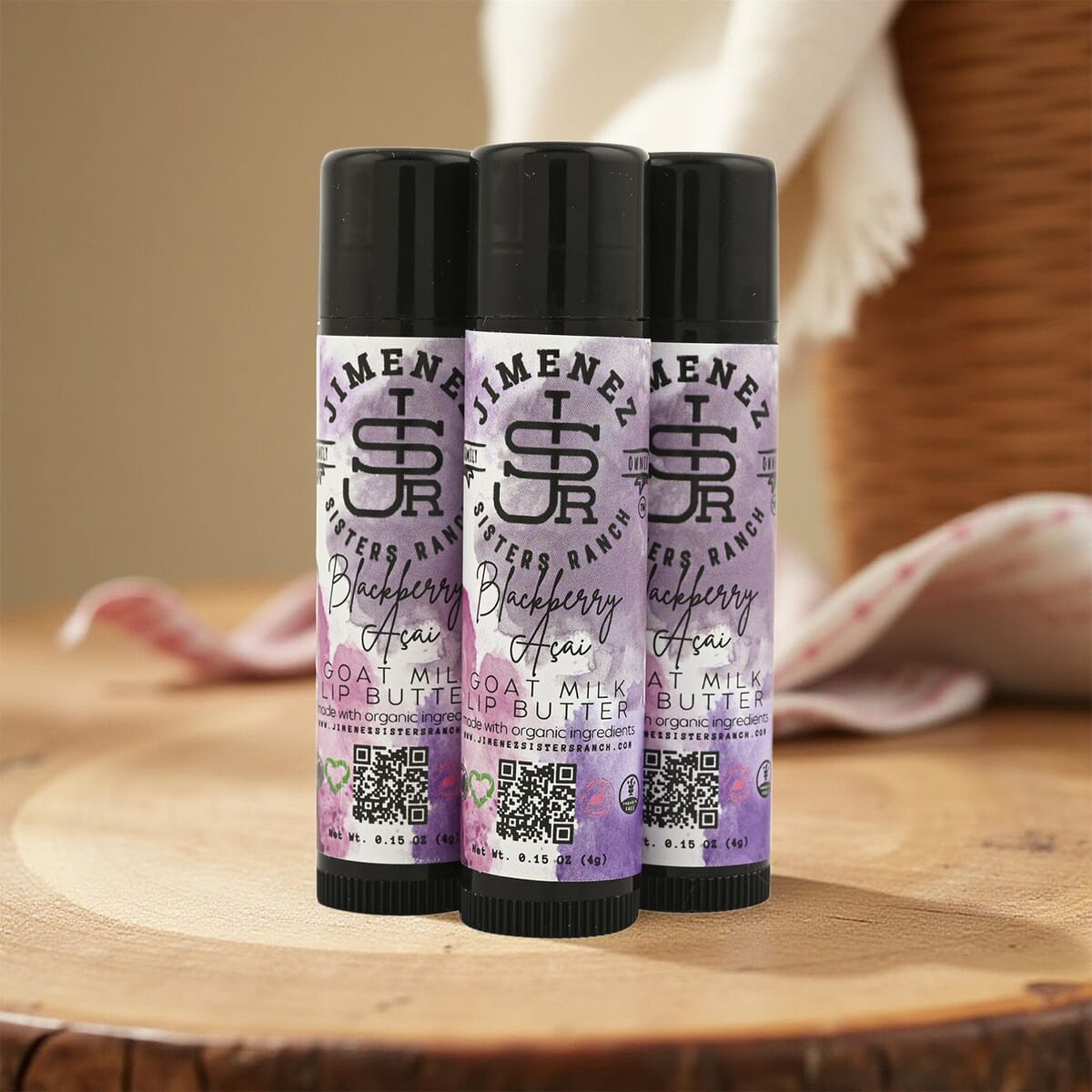Jimenez Sisters Ranch Blackberry Acai Goat Milk Lip Butter - 3 Pack image number 1