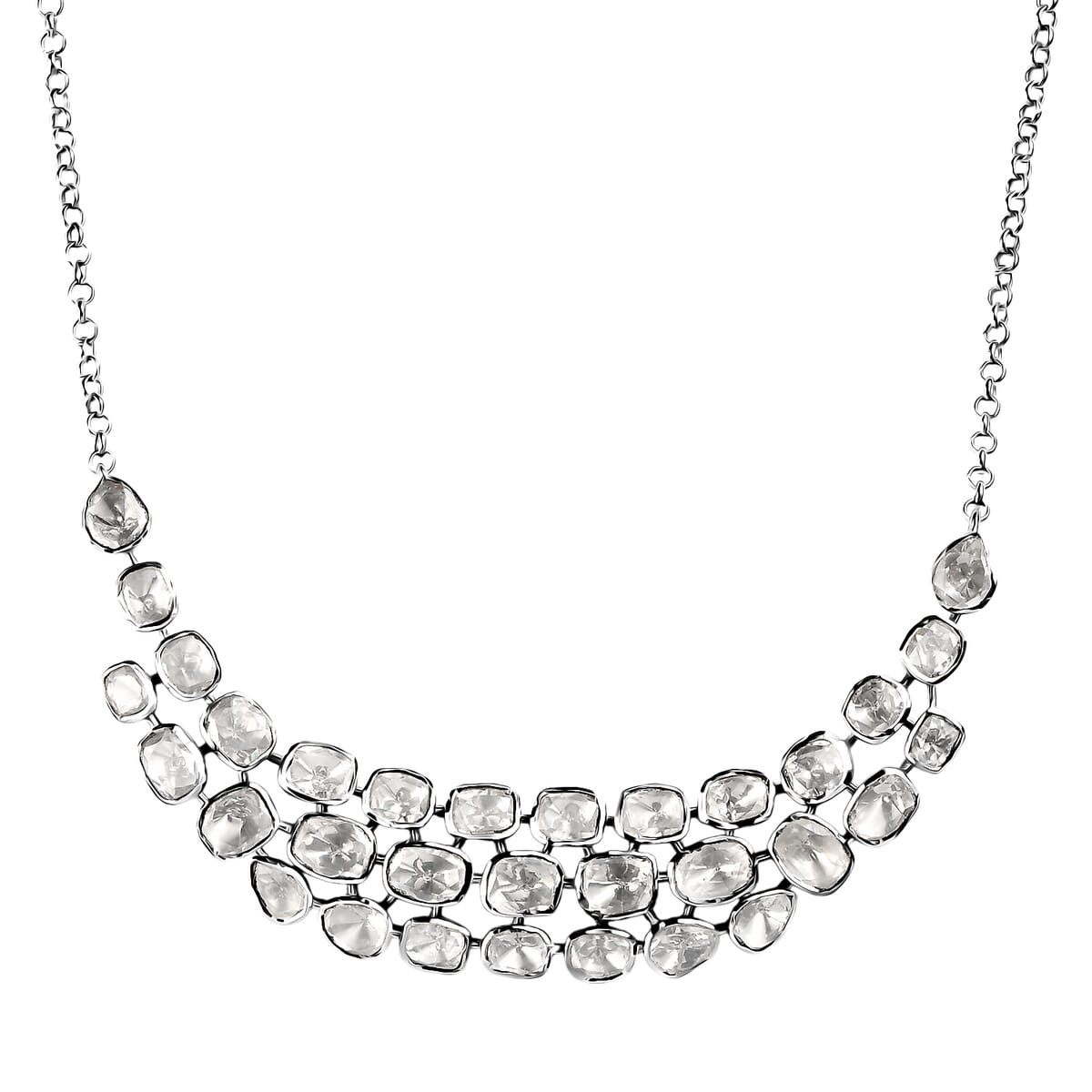 D'Joy Polki Moissanite 8.00 ctw Necklace 18 Inches in Rhodium Over Sterling Silver image number 0