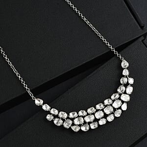 D'Joy Polki Moissanite 8.00 ctw Necklace 18 Inches in Rhodium Over Sterling Silver