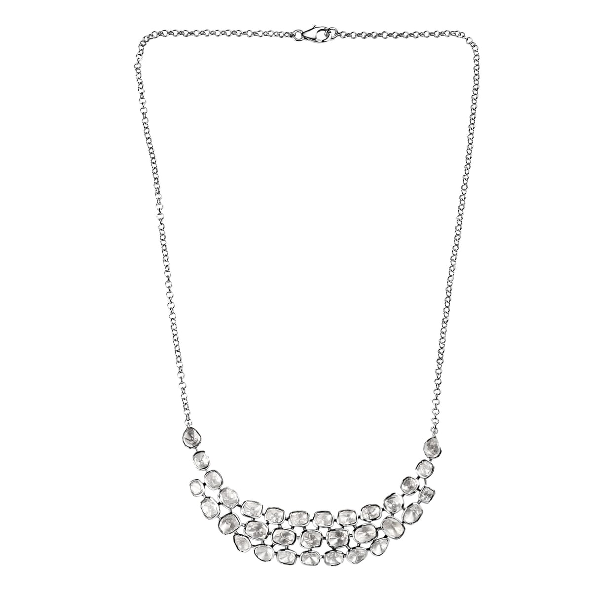 D'Joy Polki Moissanite 8.00 ctw Necklace 18 Inches in Rhodium Over Sterling Silver image number 3