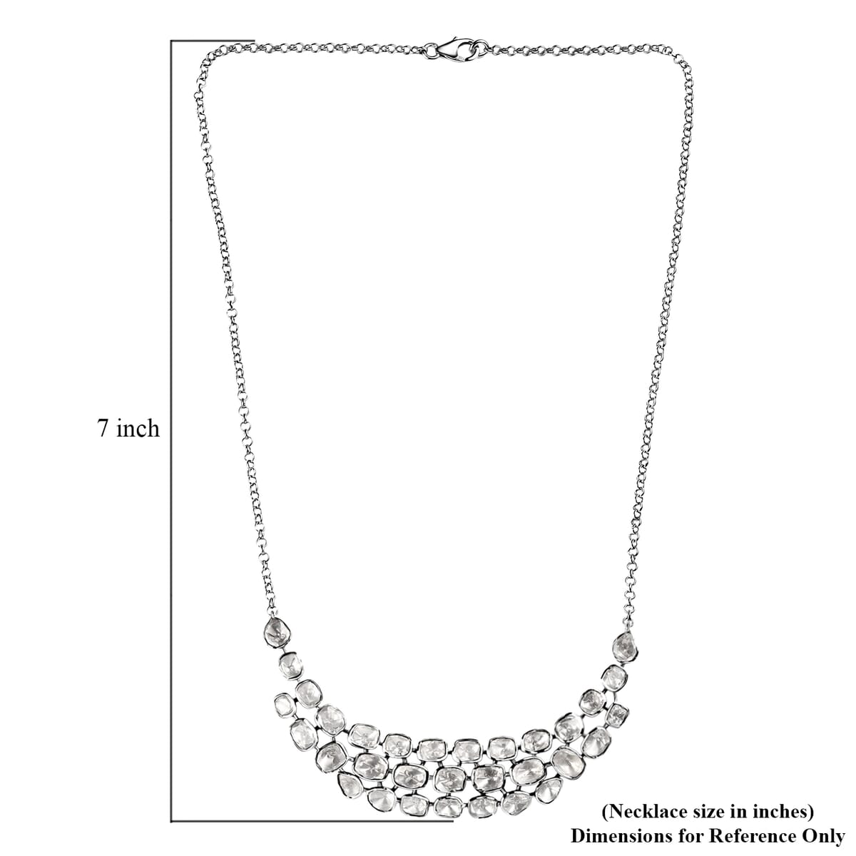 D'Joy Polki Moissanite 8.00 ctw Necklace 18 Inches in Rhodium Over Sterling Silver image number 5