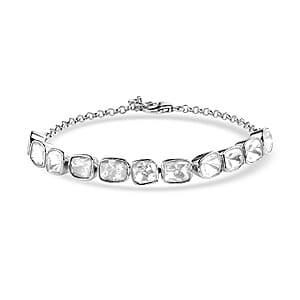 D'Joy Polki Moissanite 4.00 ctw Bracelet in Rhodium Over Sterling Silver (7.25 In)