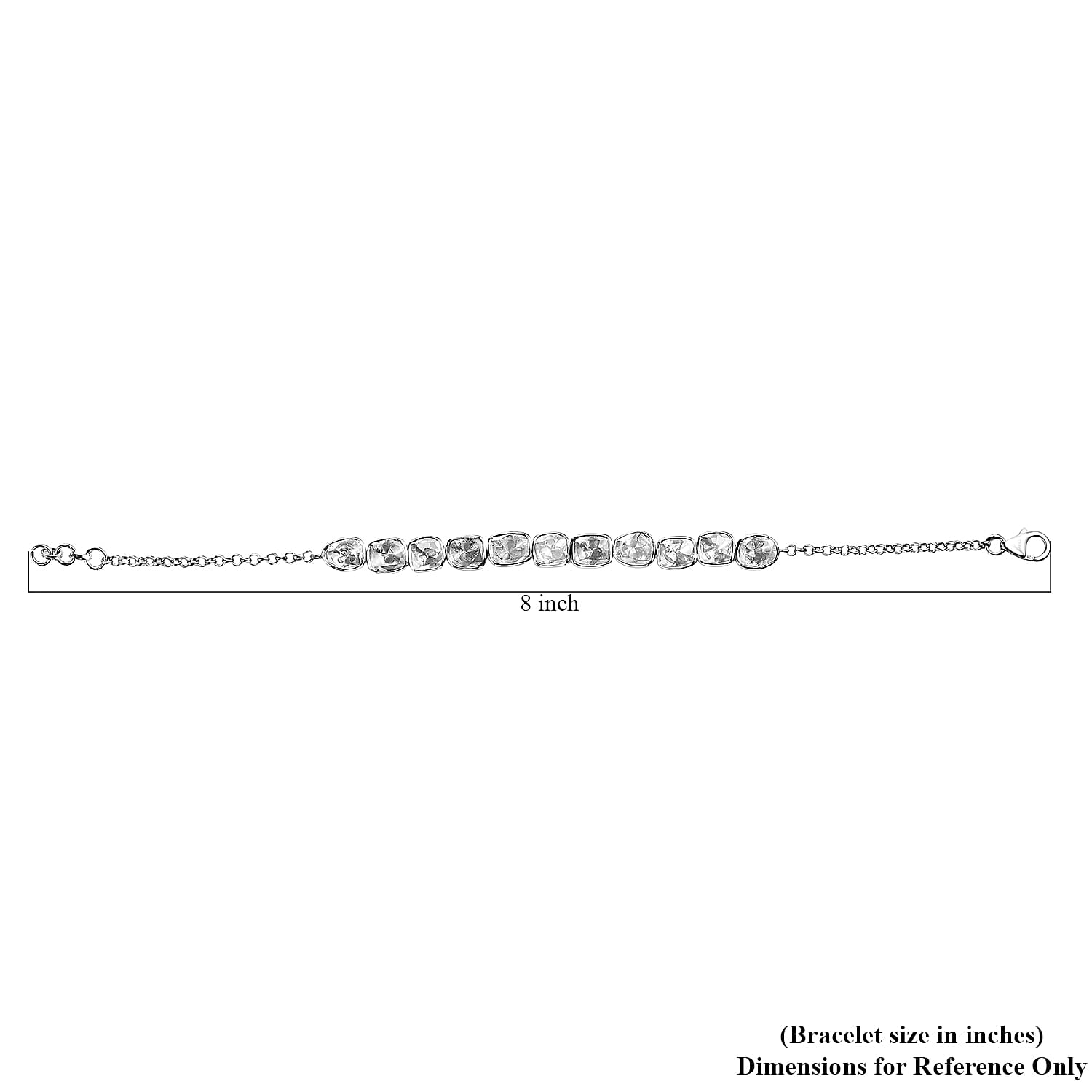 D'Joy Polki Moissanite 4.00 ctw Bracelet in Rhodium Over Sterling Silver (7.25 In)