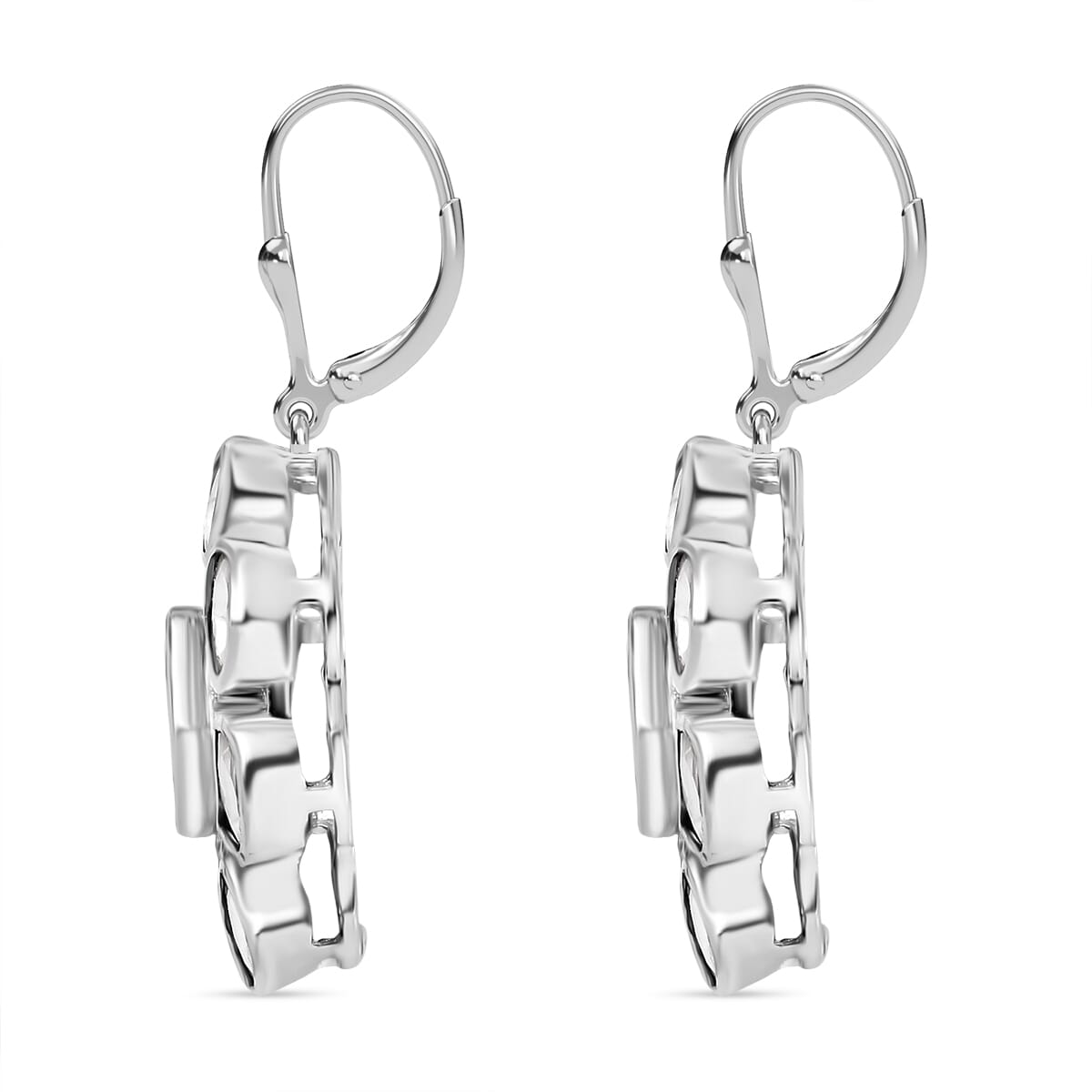 D'Joy Polki Moissanite 4.35 ctw Lever Back Earrings in Rhodium Over Sterling Silver image number 3