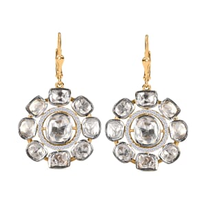 D'Joy Polki Moissanite 4.35 ctw Lever Back Earrings in 18K Vermeil Yellow Gold Over Sterling Silver