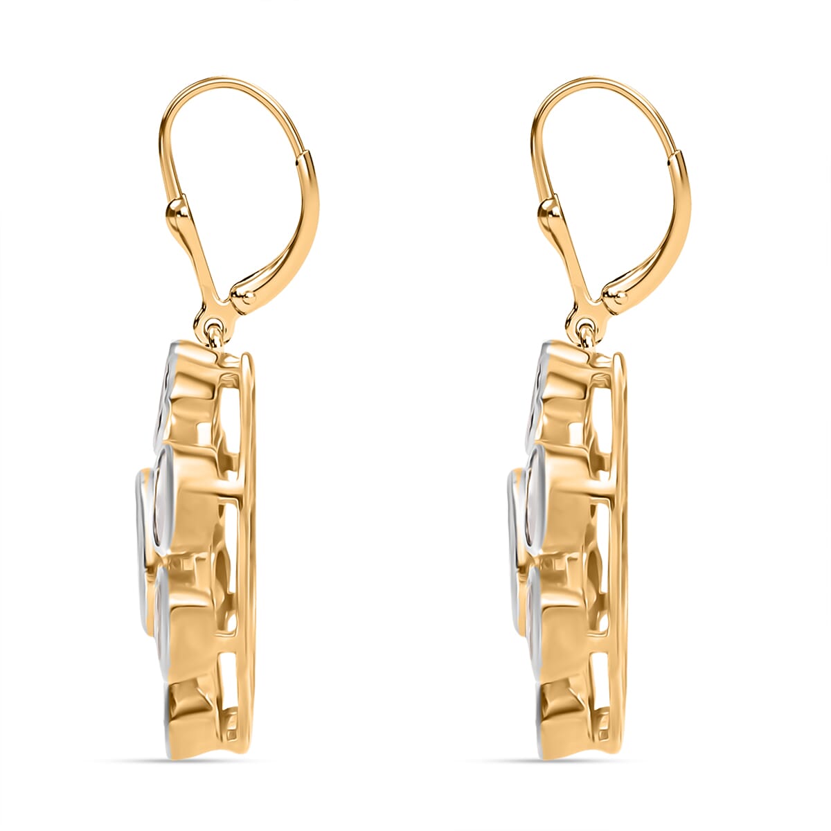 D'Joy Polki Moissanite 4.35 ctw Lever Back Earrings in 18K Vermeil Yellow Gold Over Sterling Silver image number 3