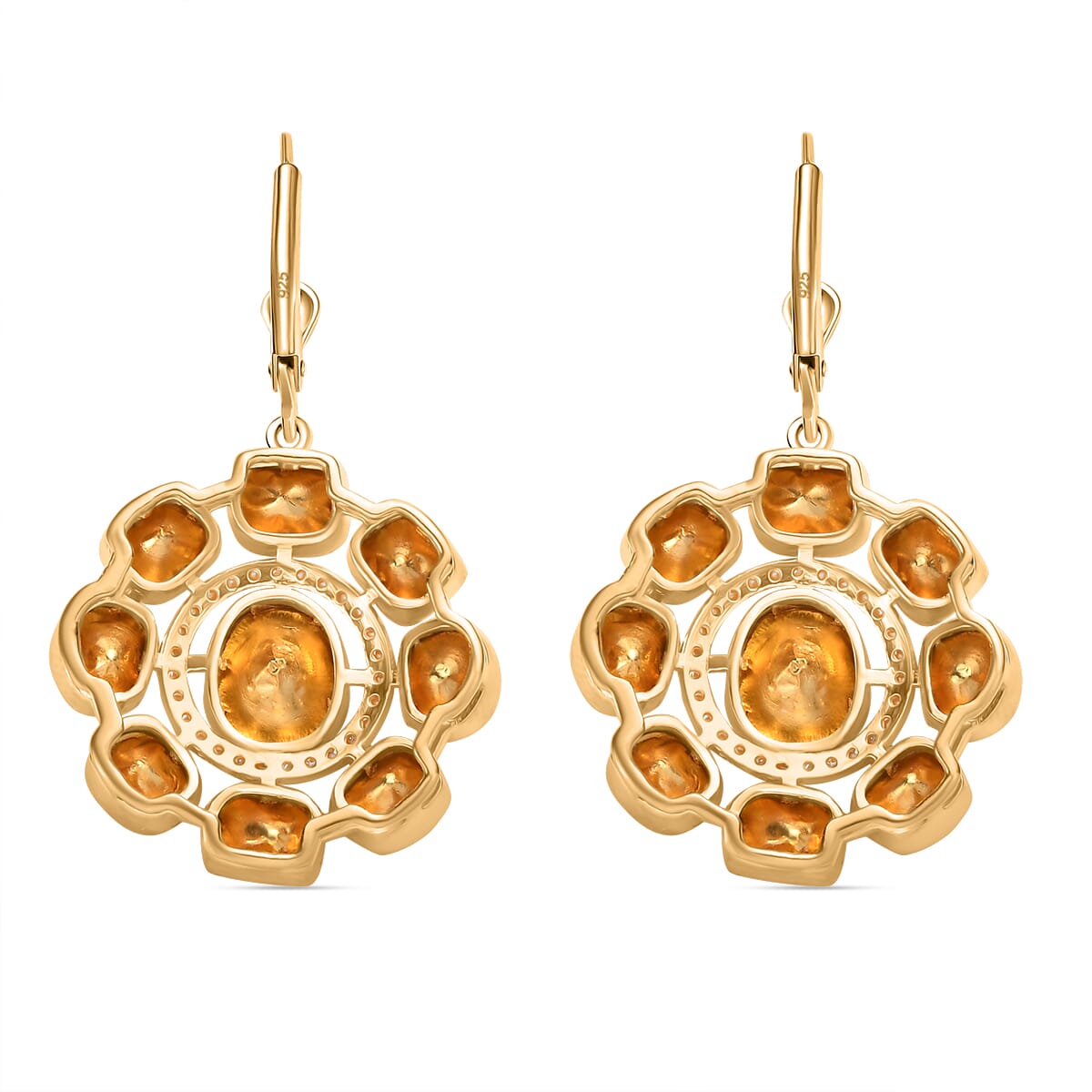 D'Joy Polki Moissanite 4.35 ctw Lever Back Earrings in 18K Vermeil Yellow Gold Over Sterling Silver image number 4