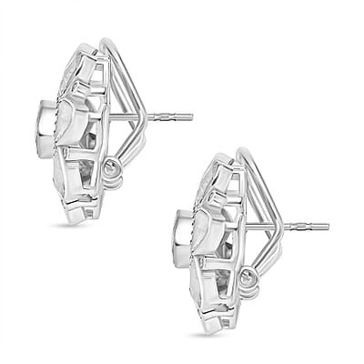 D'Joy Polki Moissanite 3.85 ctw Stud Earrings in Rhodium Over Sterling Silver