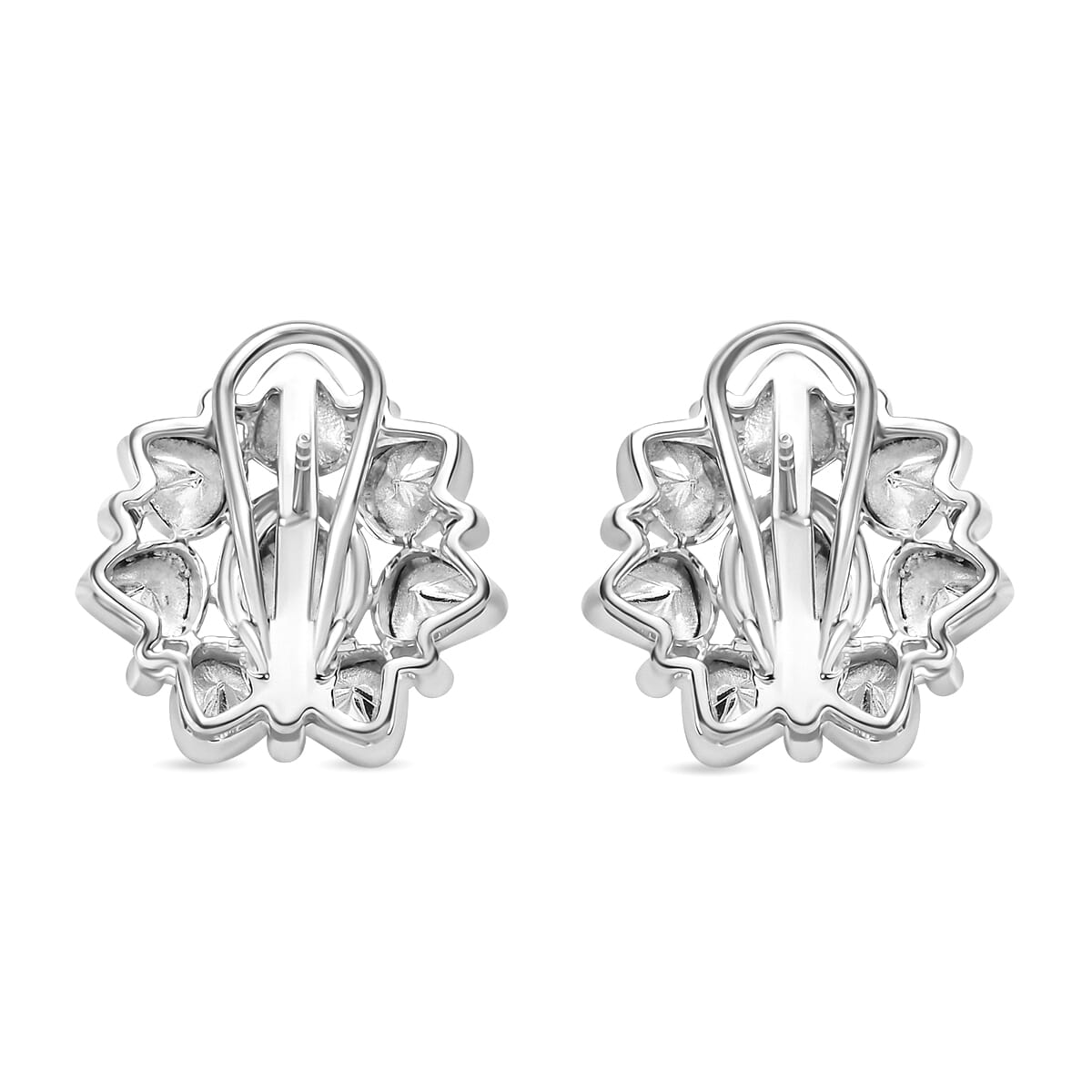 D'Joy Polki Moissanite 3.85 ctw Stud Earrings in Rhodium Over Sterling Silver  image number 4