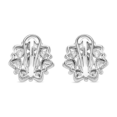 D'Joy Polki Moissanite 3.85 ctw Stud Earrings in Rhodium Over Sterling Silver