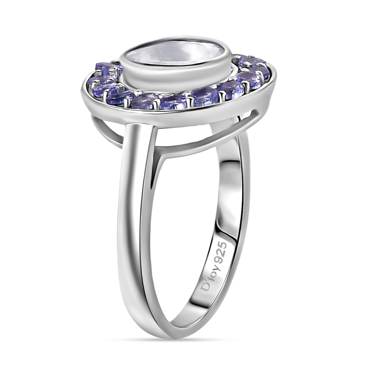D'Joy Polki Moissanite and Tanzanite 1.70 ctw Ring in Rhodium Over Sterling Silver (Size 5.0)  image number 3