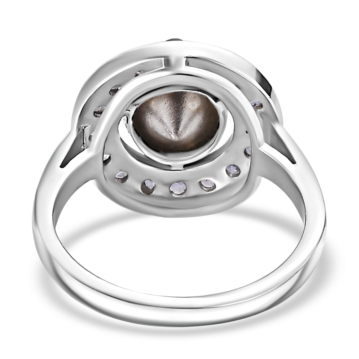D'Joy Polki Moissanite and Tanzanite 1.70 ctw Ring in Rhodium Over Sterling Silver (Size 5.0)  image number 4