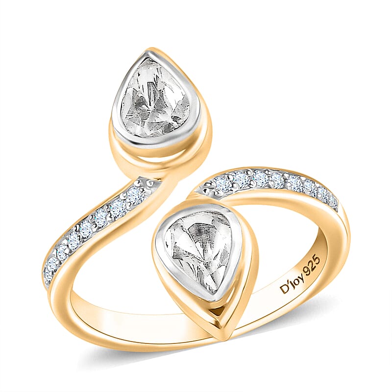 D'Joy Polki Moissanite 1.65 ctw Ring in 18K Vermeil Yellow Gold Over Sterling Silver (Size 10.0) 