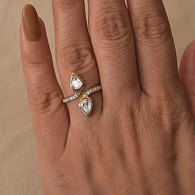 D'Joy Polki Moissanite 1.65 ctw Ring in 18K Vermeil Yellow Gold Over Sterling Silver (Size 10.0) 