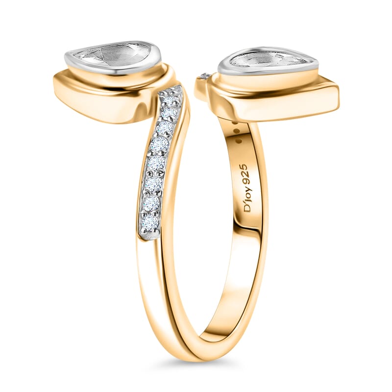 D'Joy Polki Moissanite 1.65 ctw Ring in 18K Vermeil Yellow Gold Over Sterling Silver (Size 10.0) 