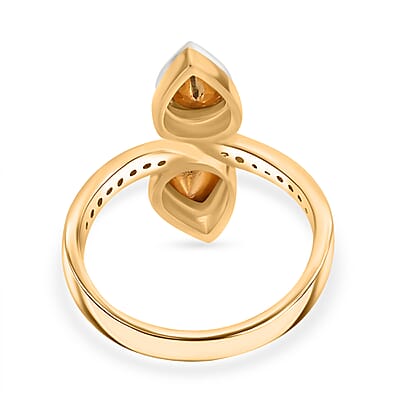 D'Joy Polki Moissanite 1.65 ctw Ring in 18K Vermeil Yellow Gold Over Sterling Silver (Size 10.0) 