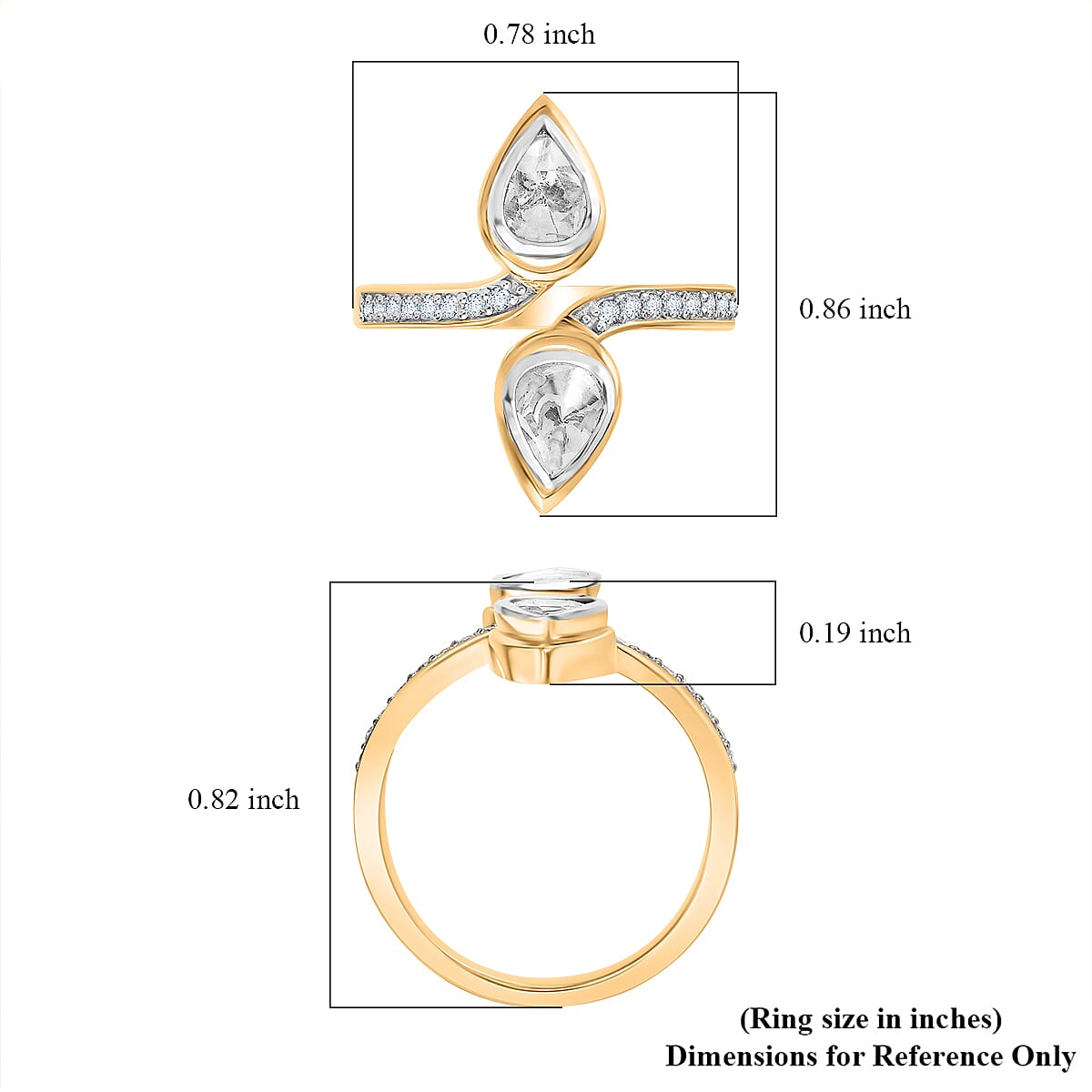 D'Joy Polki Moissanite 1.65 ctw Ring in 18K Vermeil Yellow Gold Over Sterling Silver (Size 10.0) 