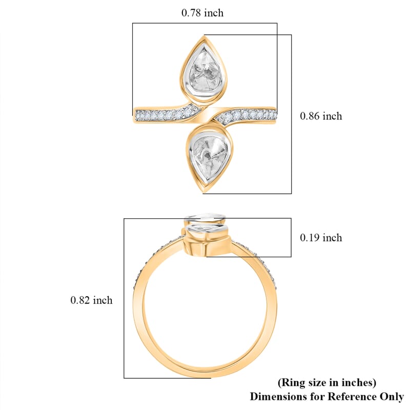 D'Joy Polki Moissanite 1.65 ctw Ring in 18K Vermeil Yellow Gold Over Sterling Silver (Size 10.0) 