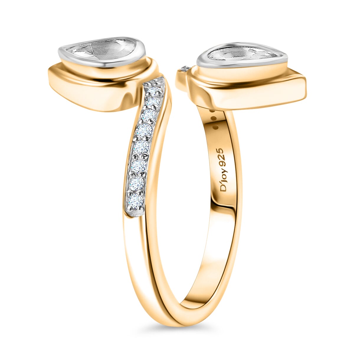 D'Joy Polki Moissanite 1.65 ctw Ring in 18K Vermeil Yellow Gold Over Sterling Silver (Size 5.0)  image number 3