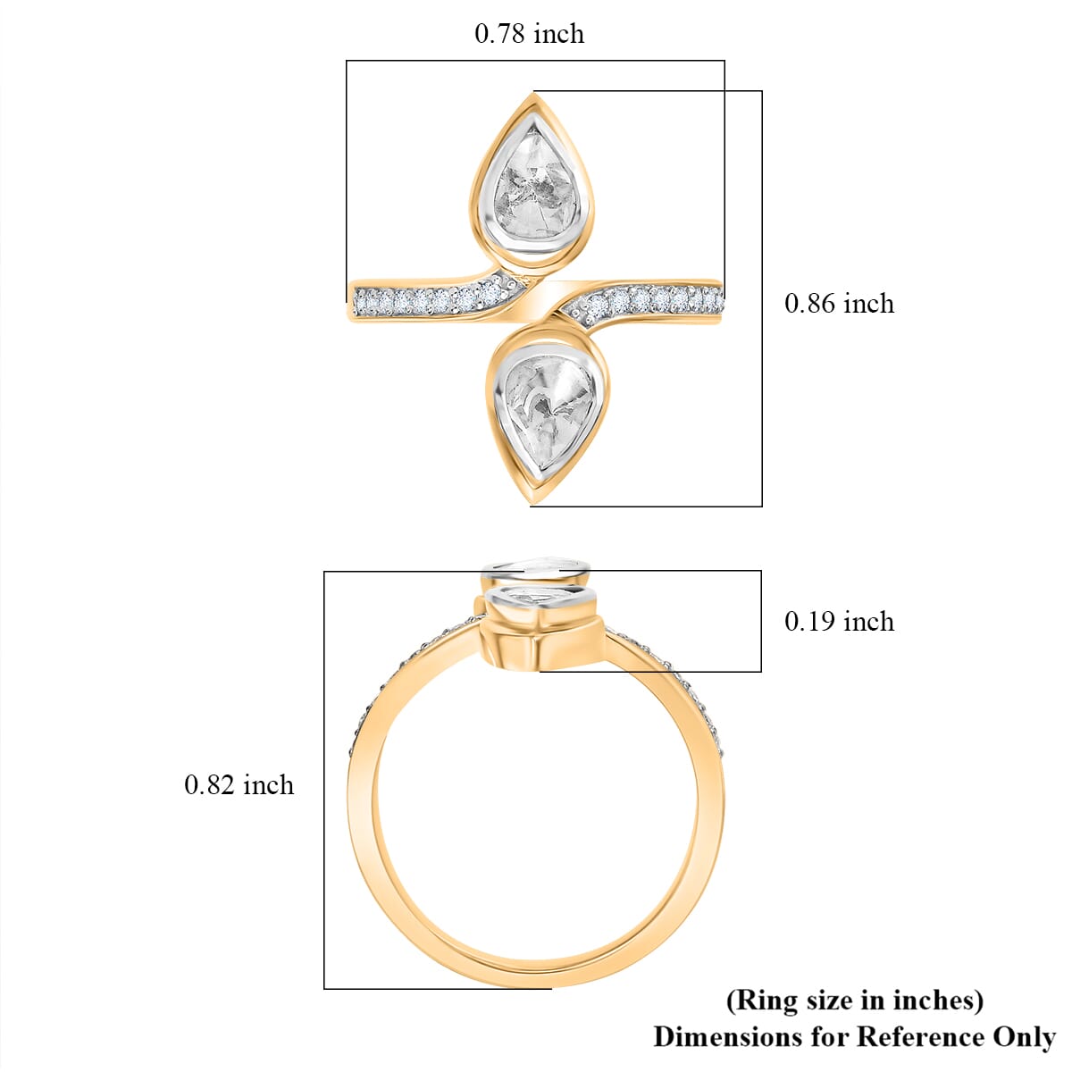D'Joy Polki Moissanite 1.65 ctw Ring in 18K Vermeil Yellow Gold Over Sterling Silver (Size 5.0)  image number 5