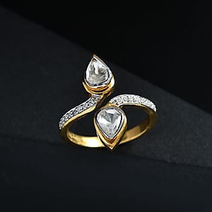 D'Joy Polki Moissanite 1.65 ctw Ring in 18K Vermeil Yellow Gold Over Sterling Silver (Size 7.0) 