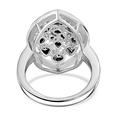 D'Joy Polki Moissanite 3.00 ctw Ring in Rhodium Over Sterling Silver (Size 10.0) 