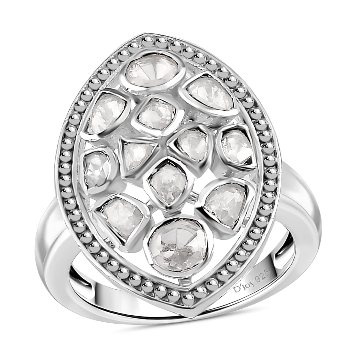 D'Joy Polki Moissanite 3.00 ctw Ring in Rhodium Over Sterling Silver (Size 7.0)  image number 0
