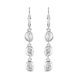D'Joy Polki Moissanite 1.50 ctw Earrings in Rhodium Over Sterling Silver