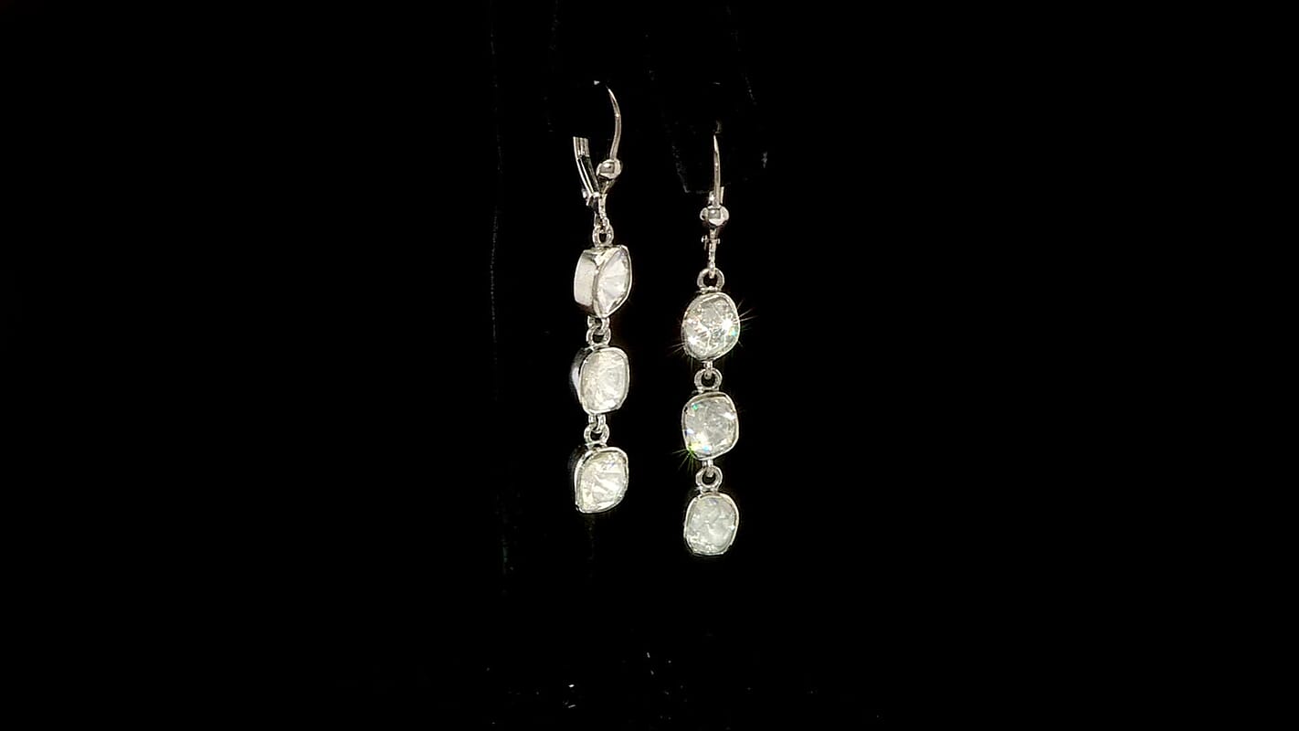 D'Joy Polki Moissanite 1.50 ctw Earrings in Rhodium Over Sterling Silver