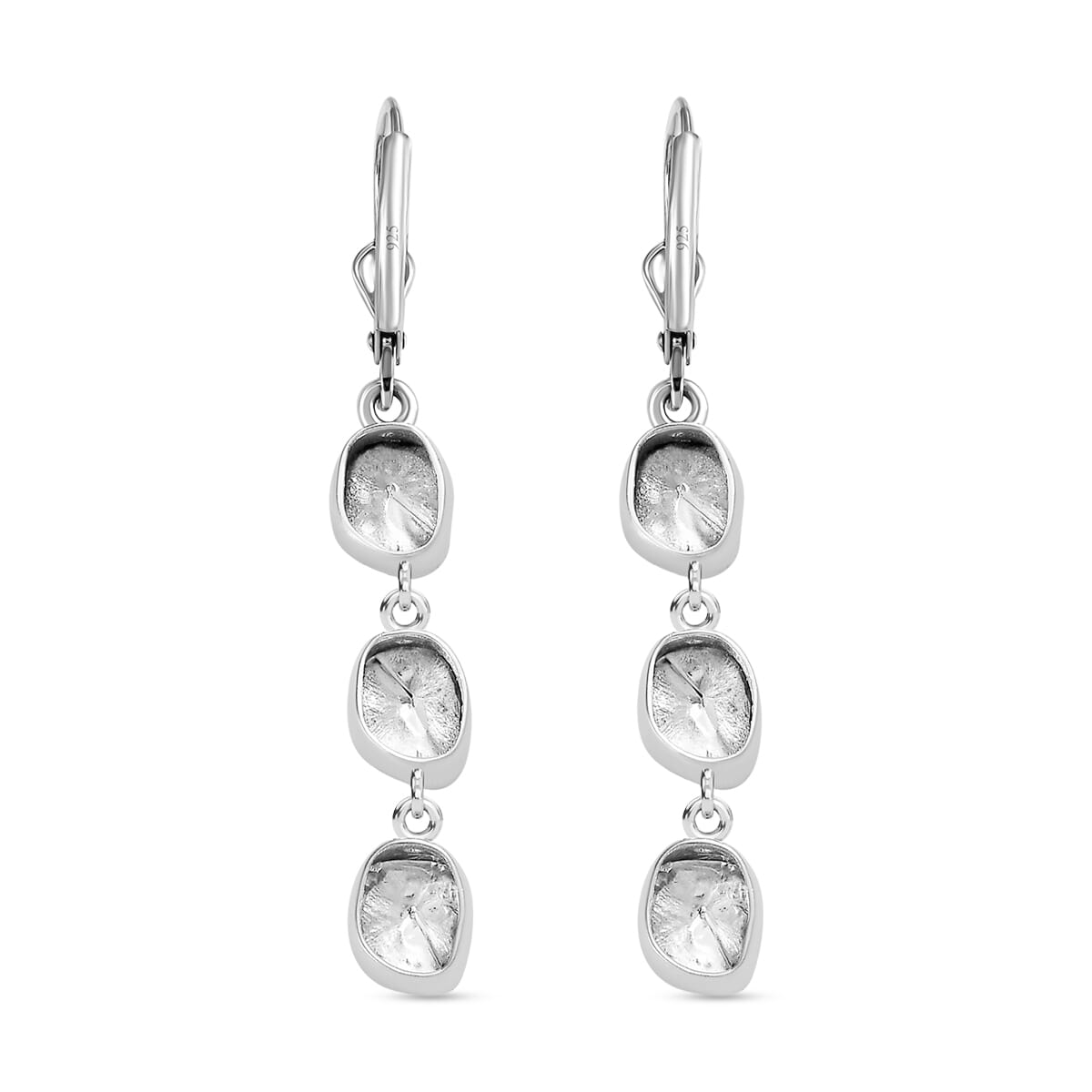 D'Joy Polki Moissanite 1.50 ctw Earrings in Rhodium Over Sterling Silver image number 4