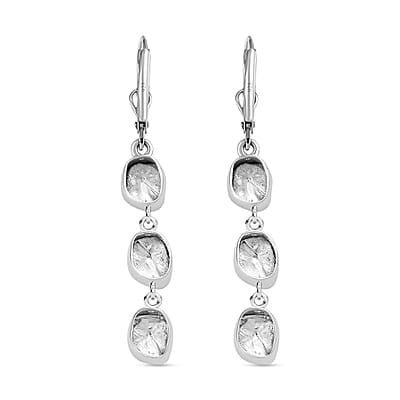 D'Joy Polki Moissanite 1.50 ctw Earrings in Rhodium Over Sterling Silver