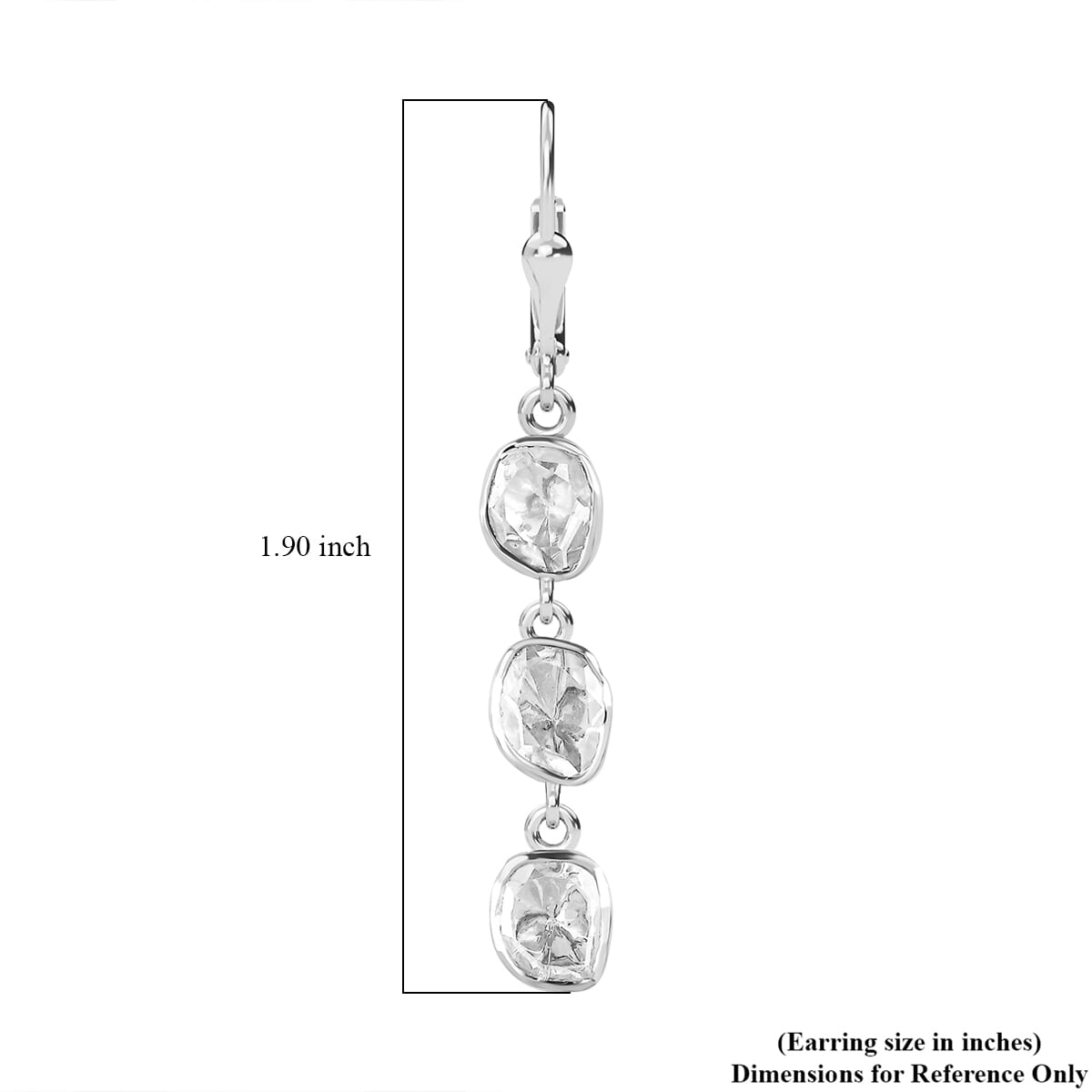 D'Joy Polki Moissanite 1.50 ctw Earrings in Rhodium Over Sterling Silver image number 5