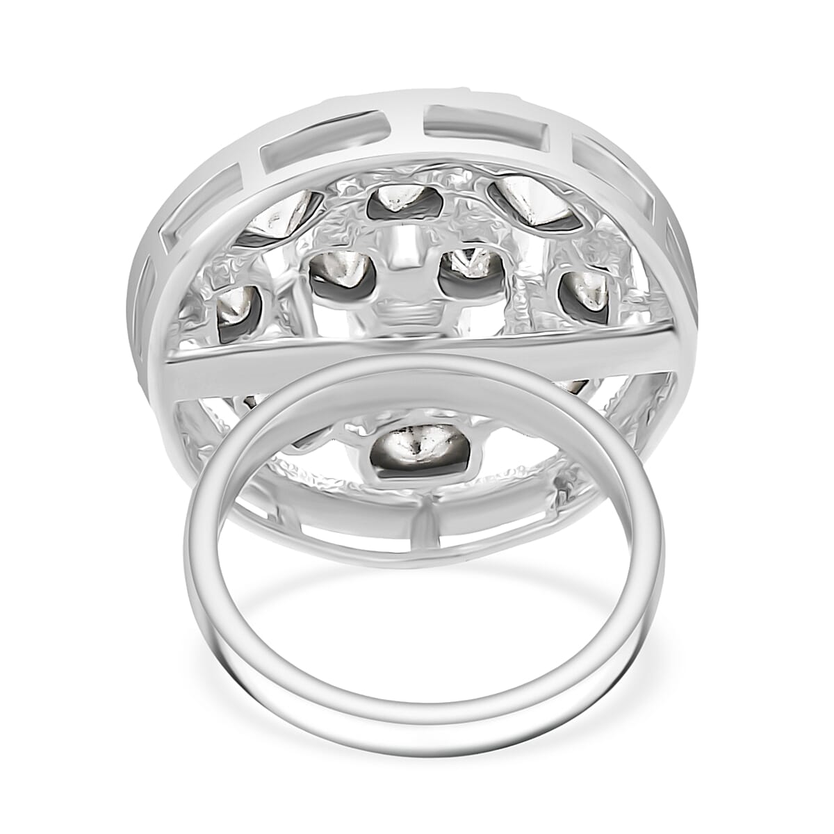 D'Joy Polki Moissanite 3.00 ctw Ring in Rhodium Over Sterling Silver (Size 7.0)  image number 4
