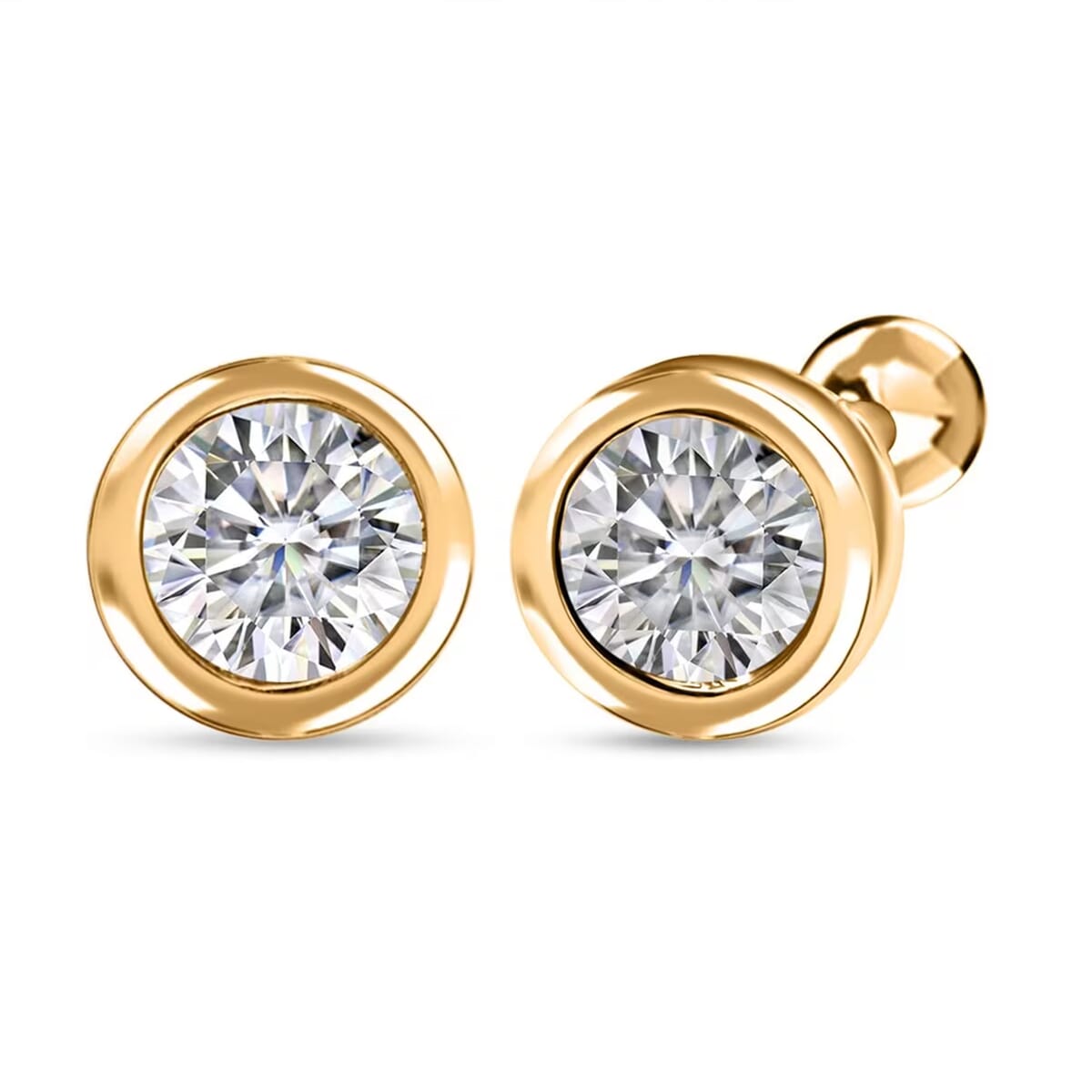 Poke Free Luxuriant Lab Grown Diamond G-H SI 0.50 ctw Solitaire Stud Earrings in 18K Vermeil Yellow Gold Over Sterling Silver image number 0