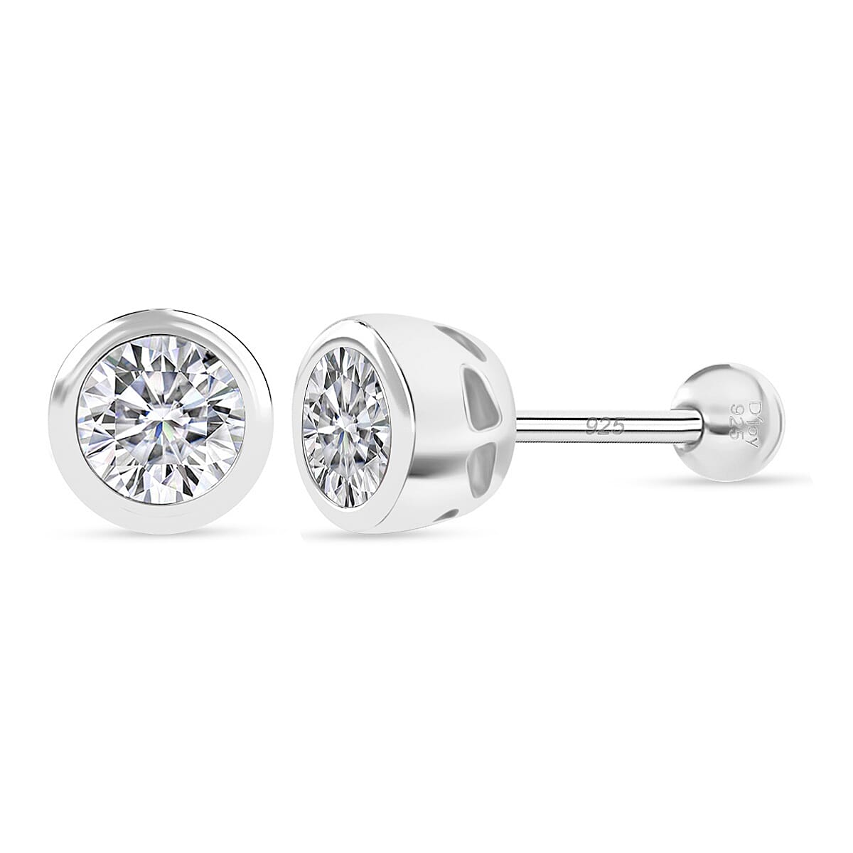 Poke Free Luxuriant Lab Grown Diamond SI 0.50 ctw Solitaire Stud Earrings in Rhodium Over Sterling Silver image number 0