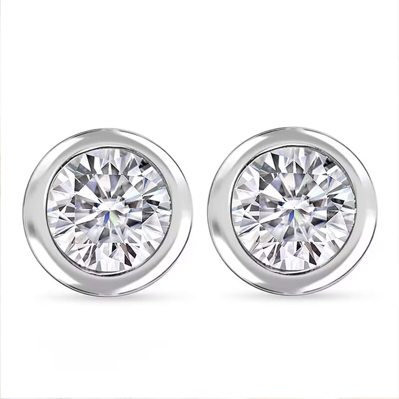 Poke Free Luxuriant Lab Grown Diamond SI 0.50 ctw Solitaire Stud Earrings in Rhodium Over Sterling Silver