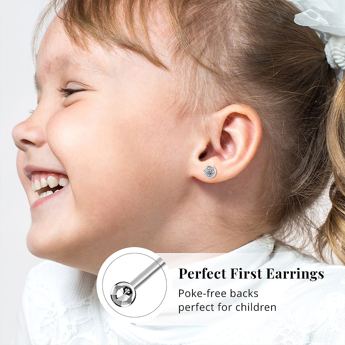 Poke Free Luxuriant Lab Grown Diamond SI 0.50 ctw Solitaire Stud Earrings in Rhodium Over Sterling Silver image number 5