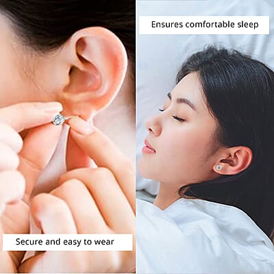 Poke Free Luxuriant Lab Grown Diamond SI 0.50 ctw Solitaire Stud Earrings in Rhodium Over Sterling Silver
