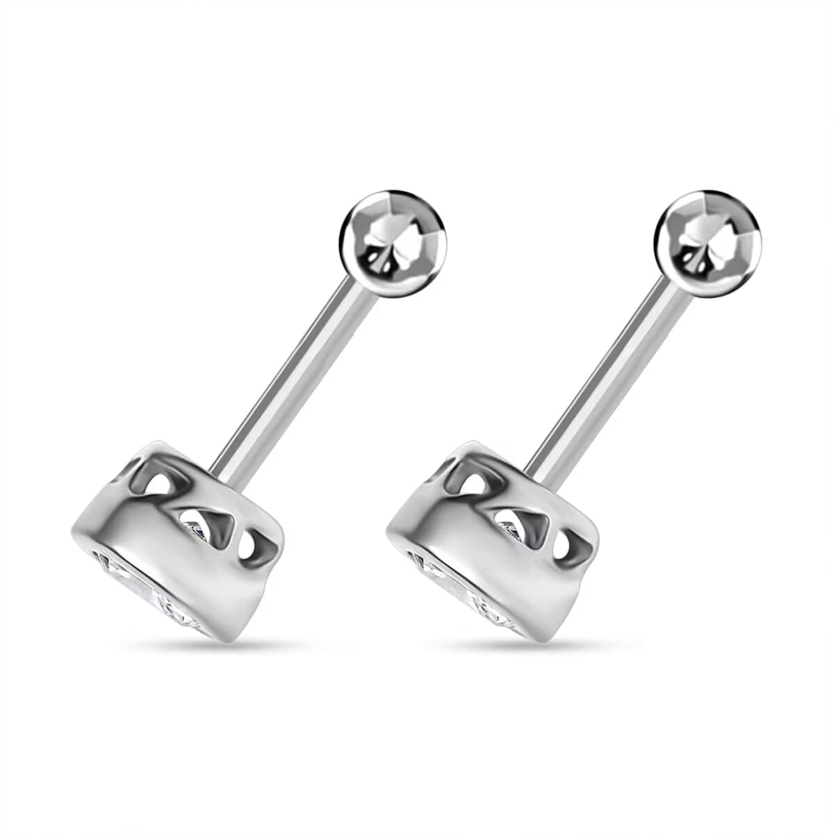 Poke Free Luxuriant Lab Grown Diamond SI 0.50 ctw Solitaire Stud Earrings in Rhodium Over Sterling Silver image number 9