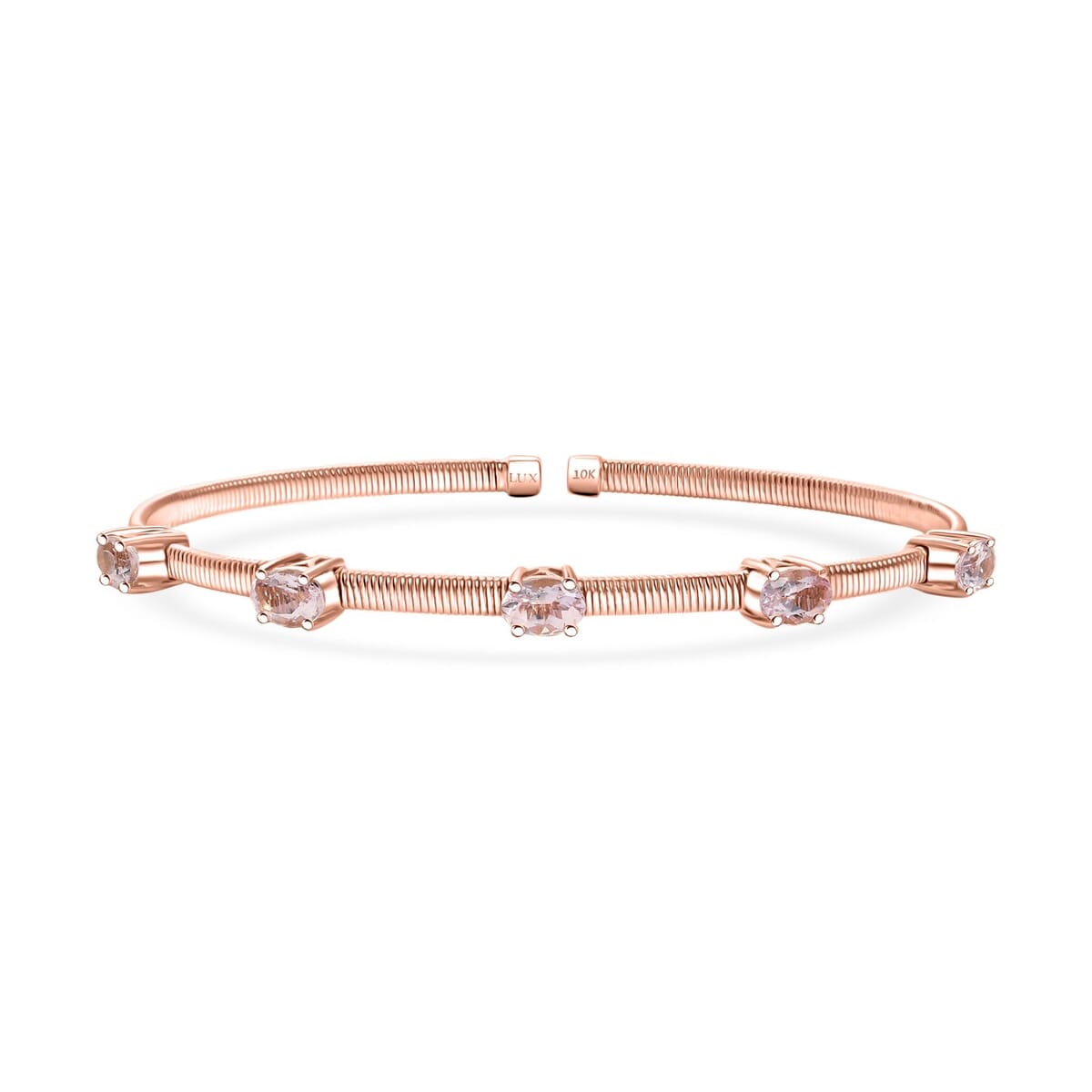 Luxoro AAA Pink Morganite 2.25 ctw Adjustable Bangle Bracelet in 10K Rose Gold 4.22 Grams image number 0