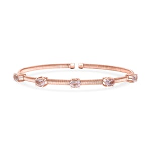 Luxoro AAA Pink Morganite 2.25 ctw Adjustable Bangle Bracelet in 10K Rose Gold 4.22 Grams