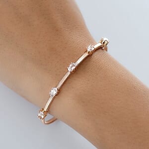 Luxoro AAA Pink Morganite 2.25 ctw 5 Elements of Earth Adjustable Bangle Bracelet in 10K Rose Gold 4.22 Grams