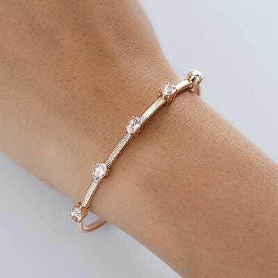 Luxoro AAA Pink Morganite 2.25 ctw 5 Elements of Earth Adjustable Bangle Bracelet in 10K Rose Gold 4.22 Grams
