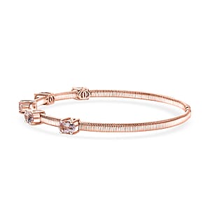 Luxoro AAA Pink Morganite 2.25 ctw 5 Elements of Earth Adjustable Bangle Bracelet in 10K Rose Gold 4.22 Grams