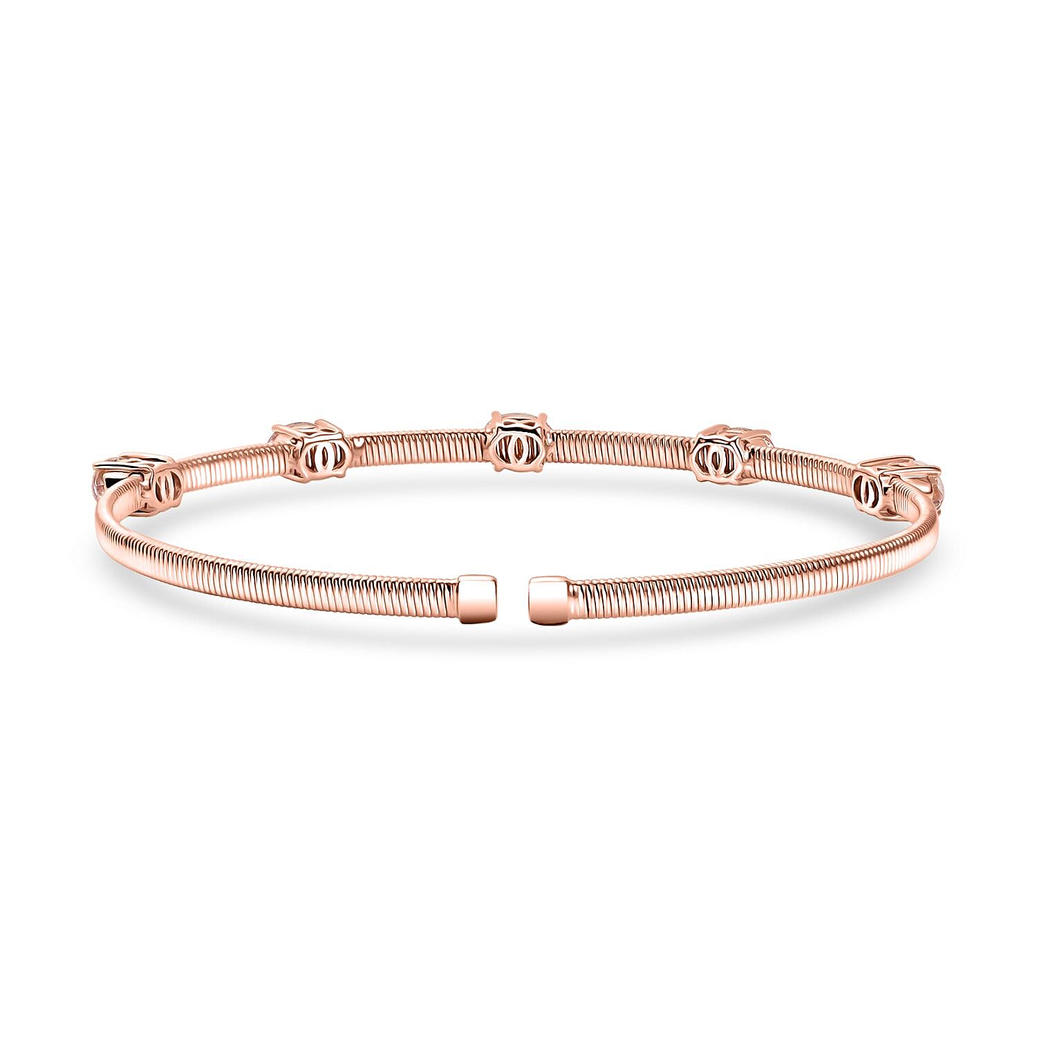 Luxoro AAA Pink Morganite 2.25 ctw 5 Elements of Earth Adjustable Bangle Bracelet in 10K Rose Gold 4.22 Grams