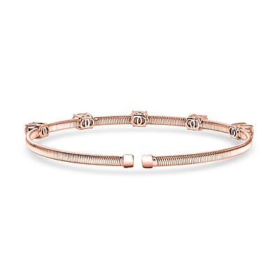 Luxoro AAA Pink Morganite 2.25 ctw 5 Elements of Earth Adjustable Bangle Bracelet in 10K Rose Gold 4.22 Grams