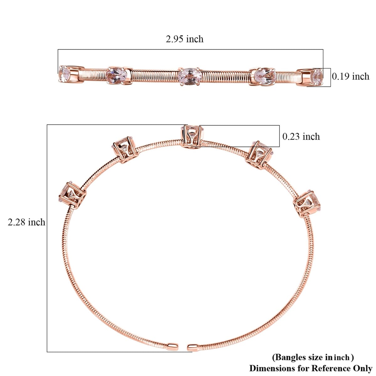 Luxoro AAA Pink Morganite 2.25 ctw Adjustable Bangle Bracelet in 10K Rose Gold 4.22 Grams image number 5